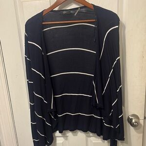Navy and White Striped Cardigan